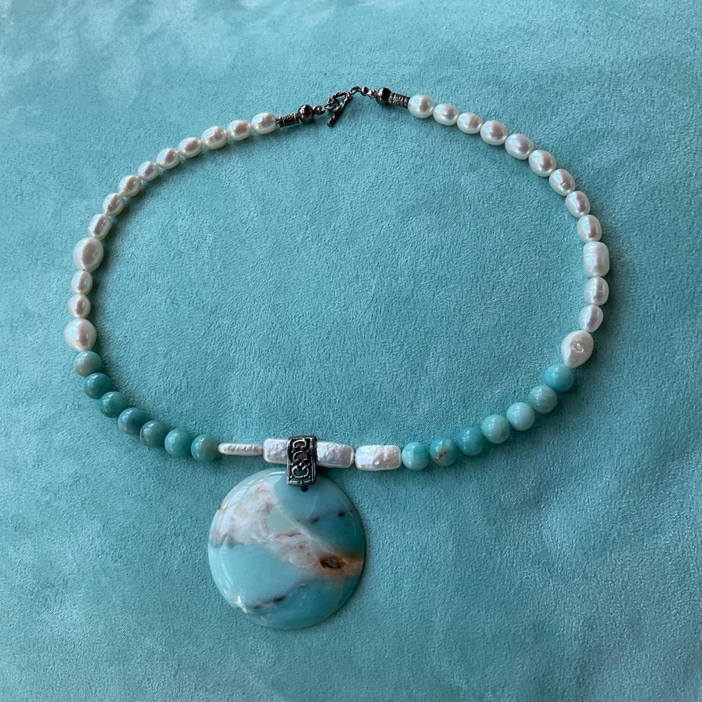 Blue pendant necklace 18 inch